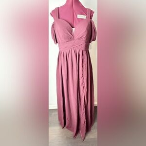 Burgundy A-Line Off the Shoulder Chiffon Dress